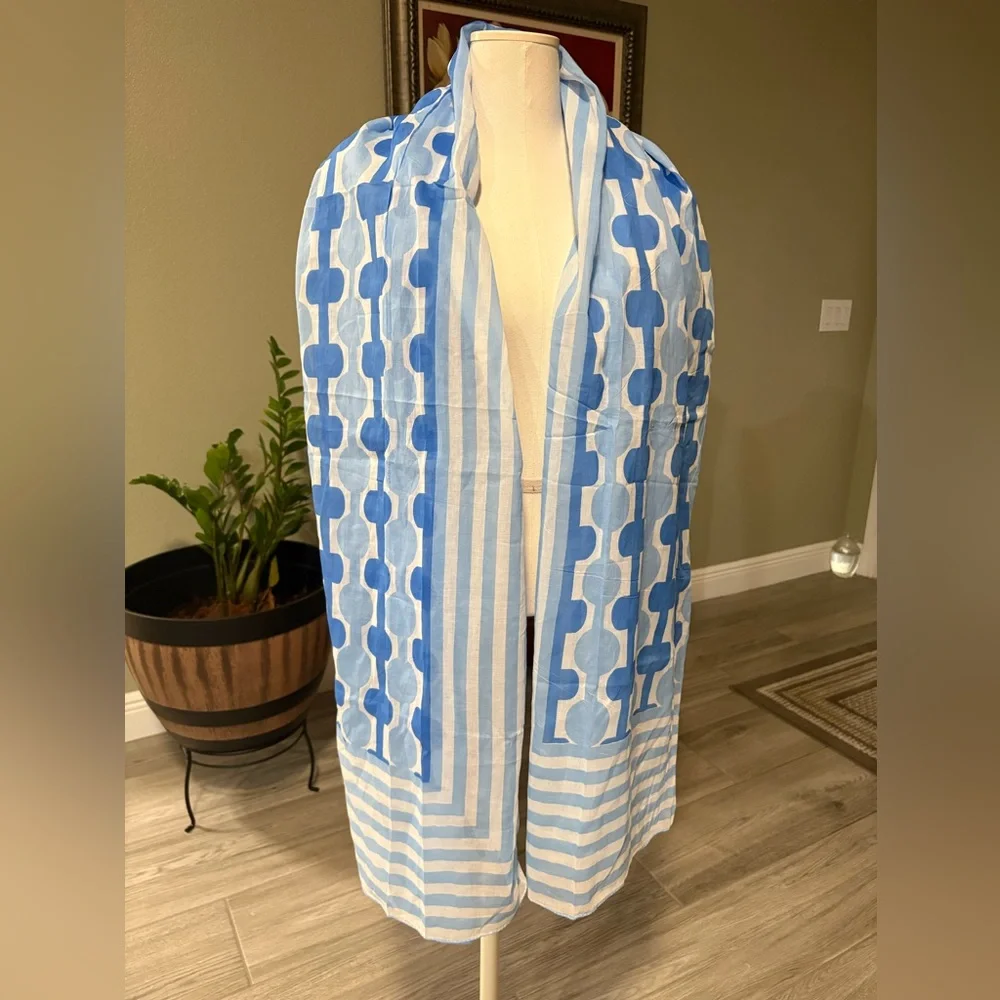 Gretchen Scott Designs Blue and White Polka Dot Scarf